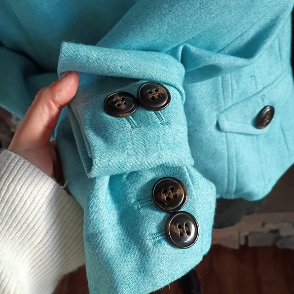 Womens Turquoise Button-Front Jacket - Picture 7 of 15